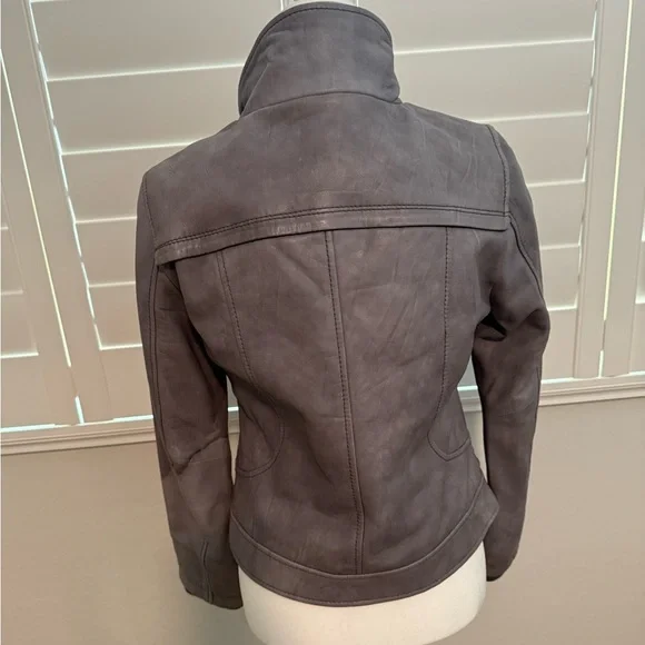 Guess Women's Charcoal Gray Leather Jacket Size Small. - Picture 3 of 7